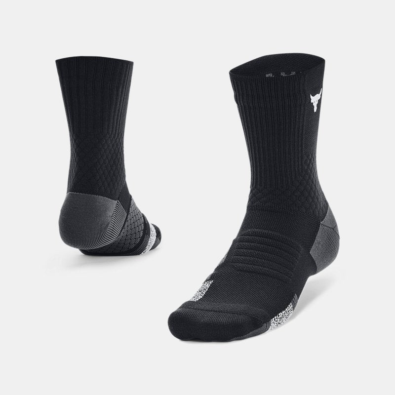 Project Rock ArmourDry™ Playmaker Mid-Crew Socks Black Jet Gray White