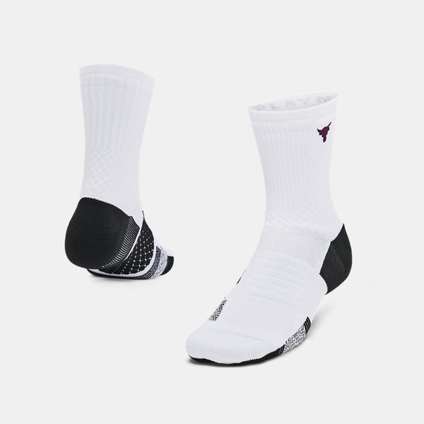 Project Rock ArmourDry™ Playmaker Mid-Crew Socks White Black Purple Gemini