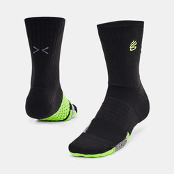 Curry ArmourDry™ Playmaker Mid-Crew Socks Black High Vis Yellow