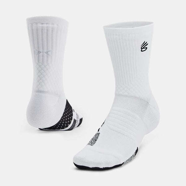 Curry ArmourDry™ Playmaker Mid-Crew Socks White Black