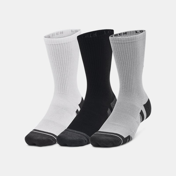 Under Armour Performance Tech -Pack Crew Socks Mod Gray White Jet Gray