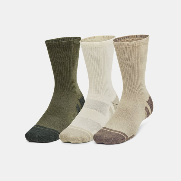 Under Armour Performance Tech -Pack Crew Socks City Khaki Ivory Dune Taupe Dusk