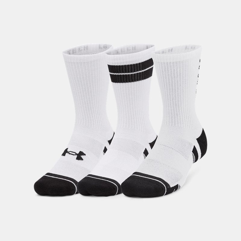 Under Armour Performance Tech -Pack Crew Socks White Black