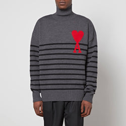 AMI de Coeur Striped Wool Turtleneck Jumper