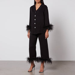 Sleeper Party Feather-Trimmed Crepe de Chine Pyjama Set