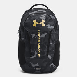 Under Armour Hustle Backpack Black Metallic Gold OSFM