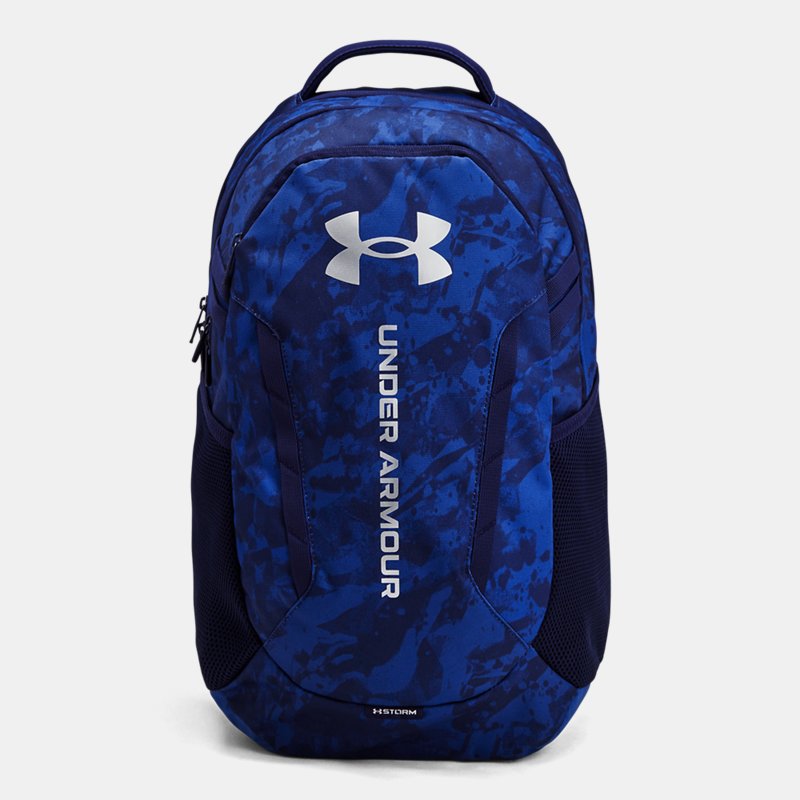 Under Armour Hustle Backpack Tech Blue Navy Magic Metallic Silver OSFM