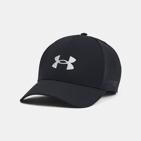 Under Armour Driver Rain Stretch Fit Cap Black Metallic Silver M L