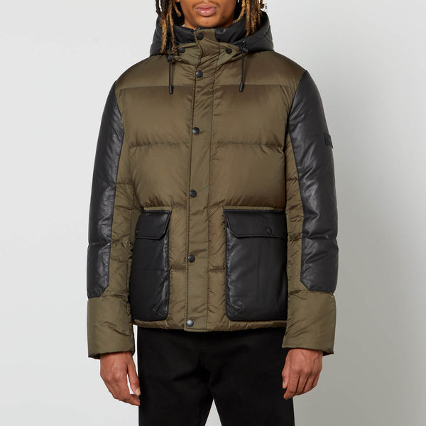 Yves Salomon Leather and Shell Puffer Jacket 