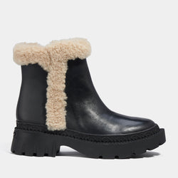 Coach Jane Leather and Shearling Chelsea Boots 