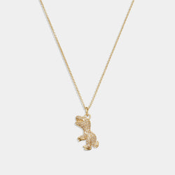 Coach Rexy Pendant Crystal and Gold-Tone Necklace