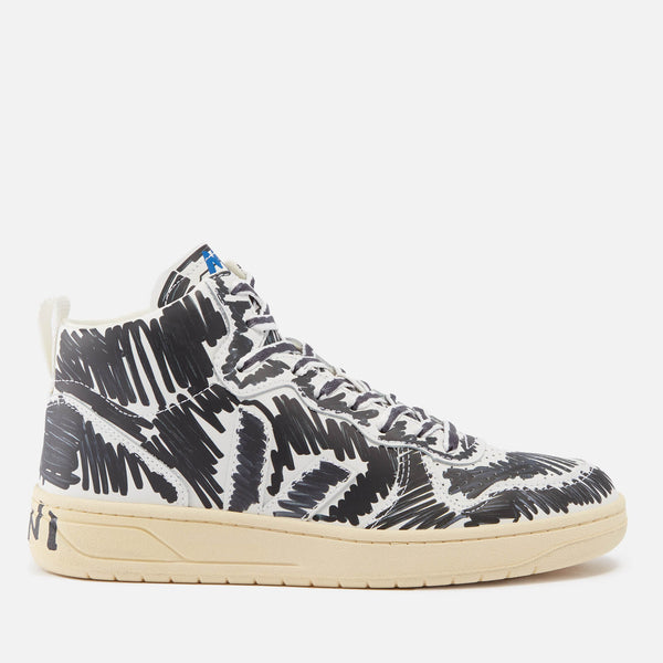 Veja X Marni V-15 Printed Leather High-Top Trainers 