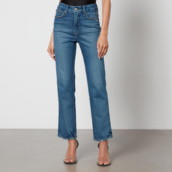 Good American Good Curve Stretch-Denim Straight-Leg Jeans