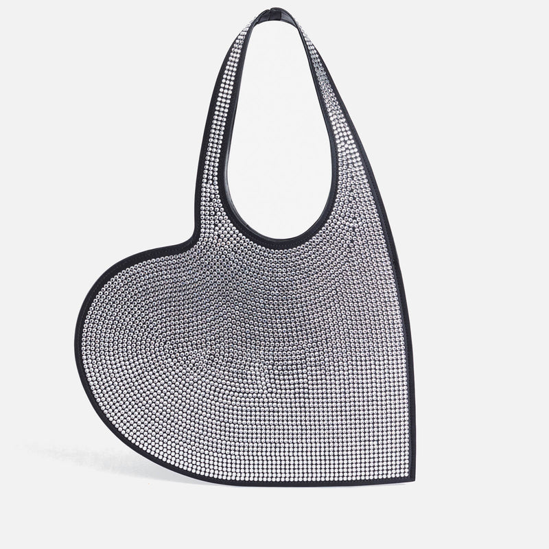 Coperni Mini Heart Crystal-Embellished Leather Tote Bag