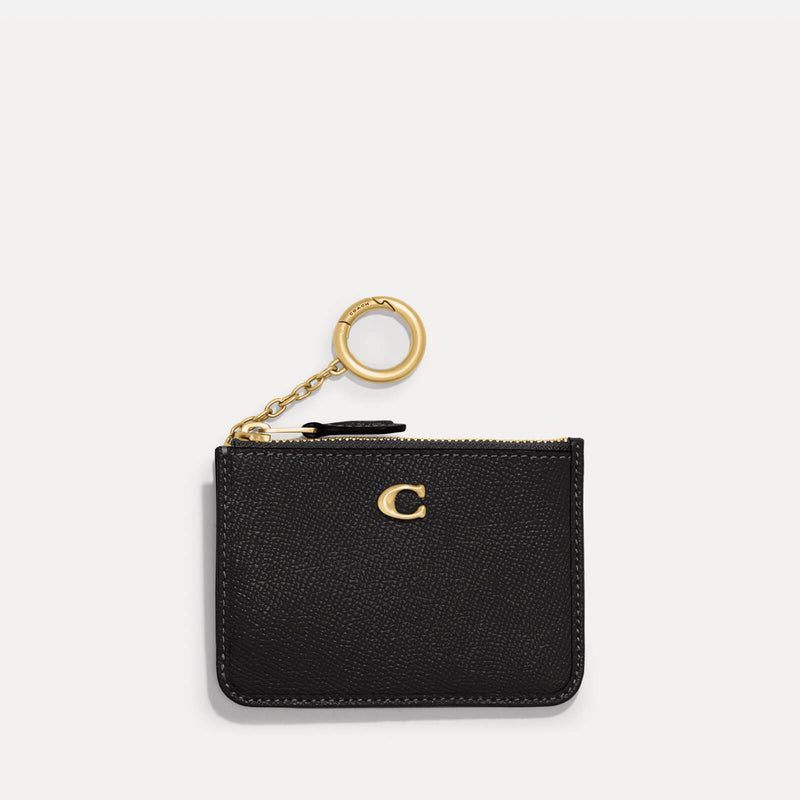 Coach Mini Pebbled Crossgrain Leather ID Wallet