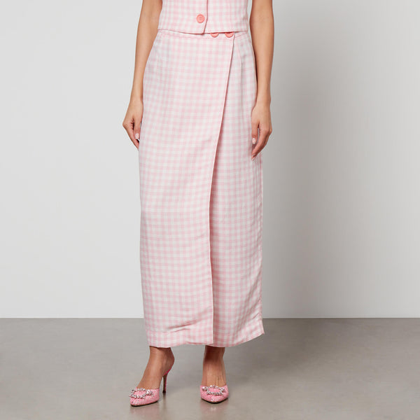 Sleeper Lili Marleen Gingham Linen-Blend Skirt 