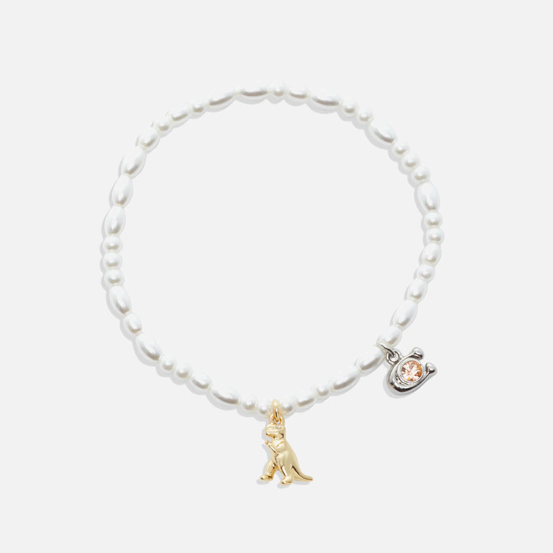 Coach Faux Pearl Gold-Plated Charm Bracelet