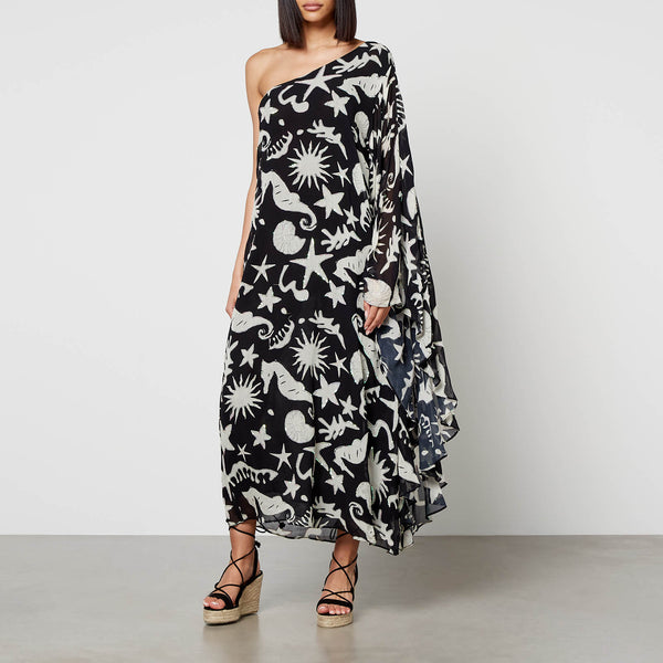 Rixo Liza Printed Chiffon Midi Dress 