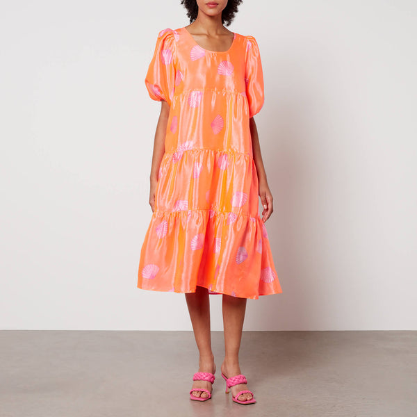 Cras Lyracras Printed SatinCloqué Midi Dress