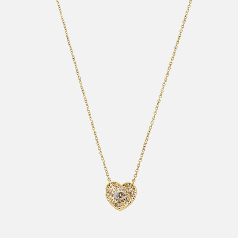 Coach C Heart Crystal and Gold-Tone Necklace