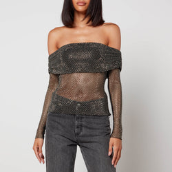 Self-Portrait Crystal-Embellished Macramé Top /US 6