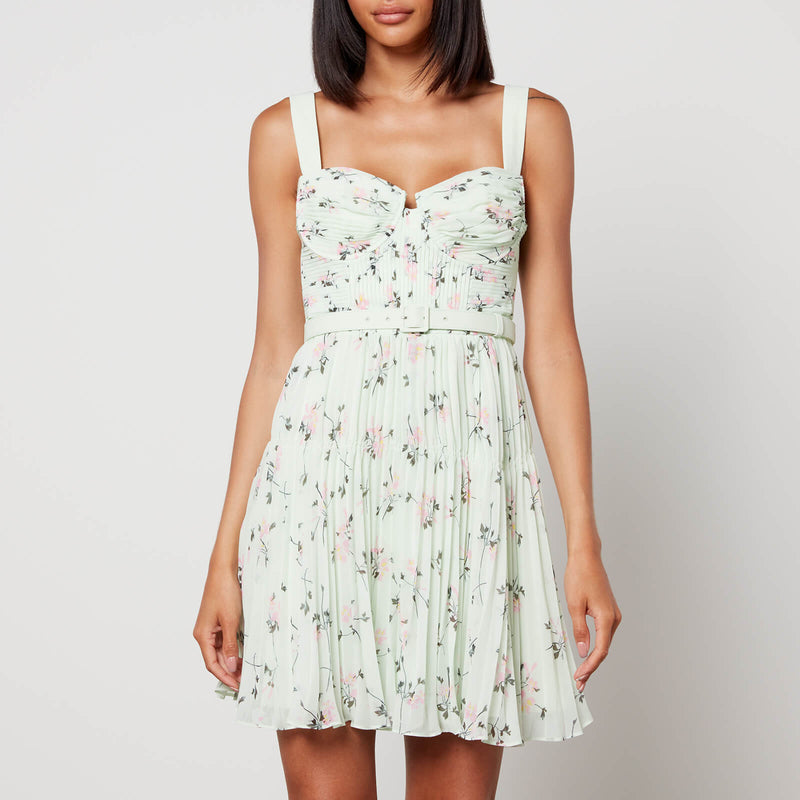 SelfPortrait FloralPrinted Chiffon Mini Dress