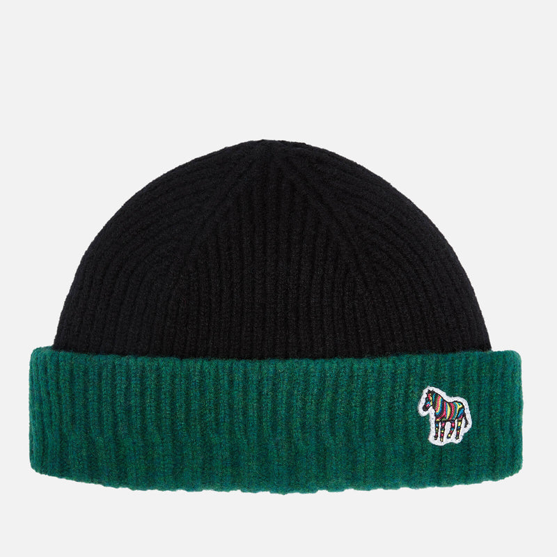 PS Paul Smith Zebra RibKnit Wool Beanie