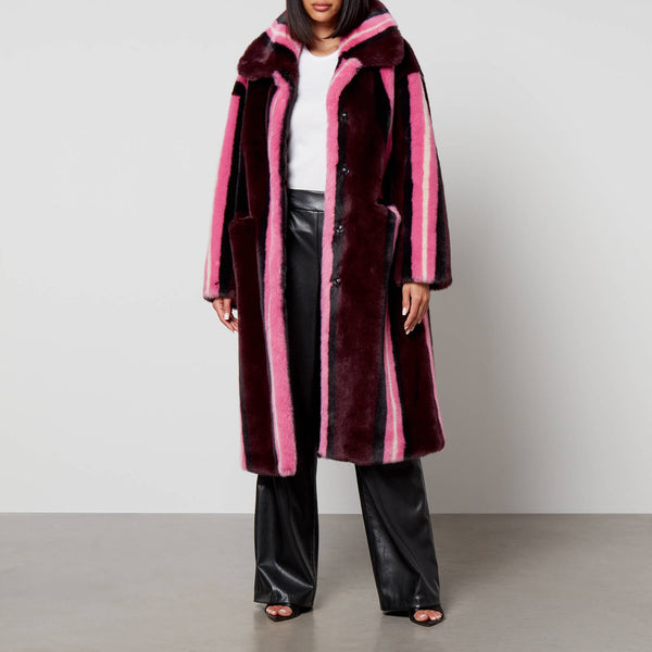 Jakke Kelly Striped Faux Fur Coat