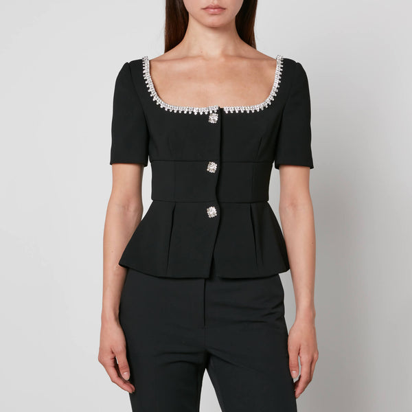 Self-Portrait Crystal-Embellished Crepe Top 