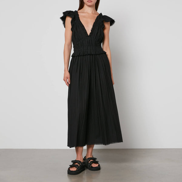 Sea New York Greir Gathered Poplin Midi Dress 