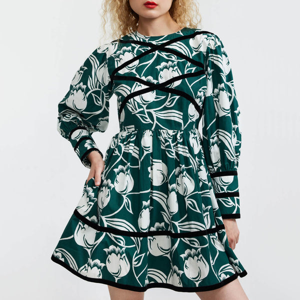 Batsheva Mini Clemmie Floral-Print Crepe Dress 