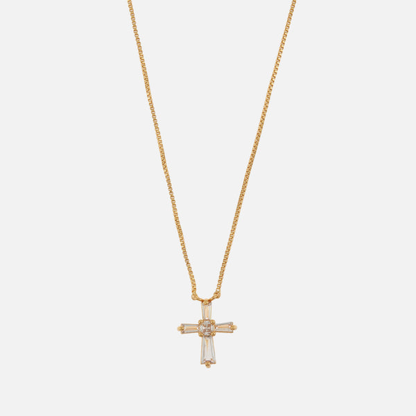 Crystal Haze Crystal Cross Gold-Plated Necklace