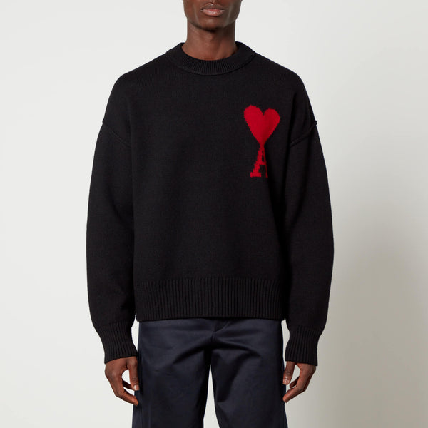 AMI de Coeur Logo-Intarsia Wool Jumper