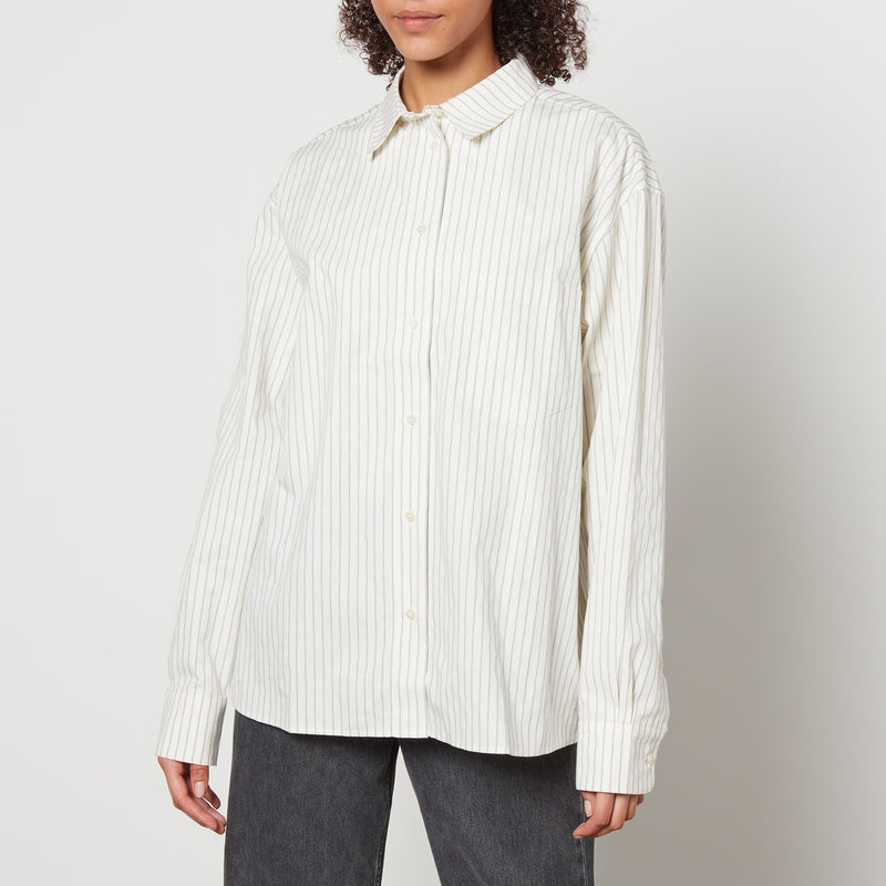 Anine Bing Braxton Monogram Striped CottonPoplin Shirt