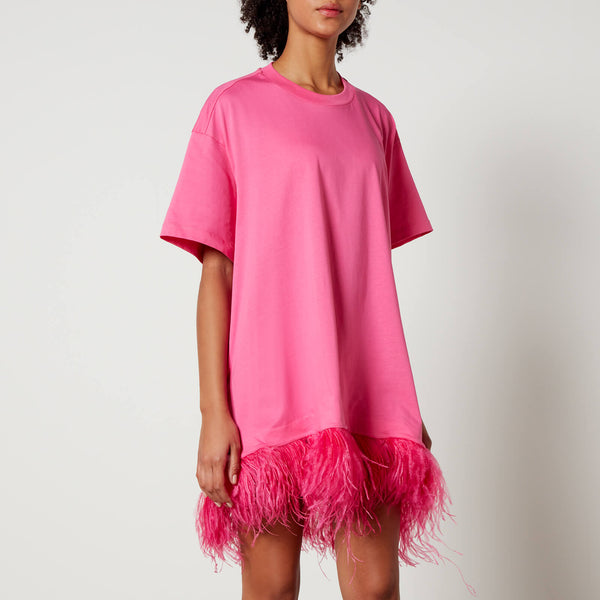 Marques Almeida Ostrich Feather Hem Cotton-Jersey T-Shirt