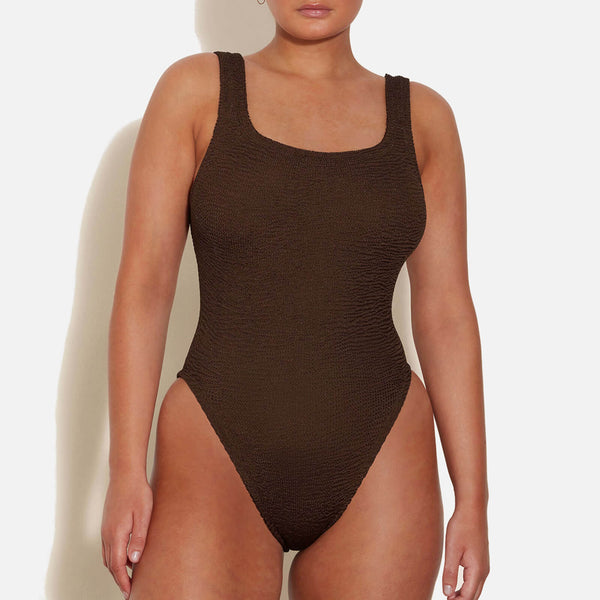 Hunza G Metallic Seersucker Square Neck Swimsuit