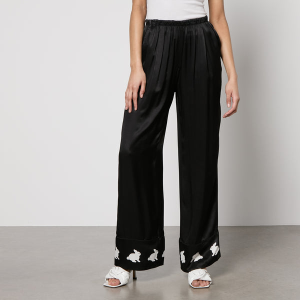 Sleeper White Rabbit Satin Trousers-XS