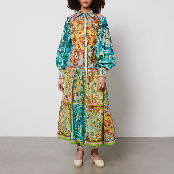 Alemais Dreamer Printed Ramie Shirt Dress 