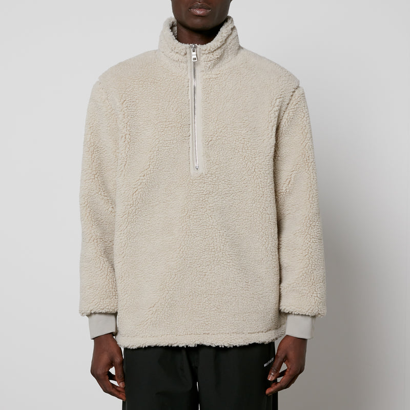 MKI MIYUKI ZOKU Faux Shearling Quarter-Zip Jumper