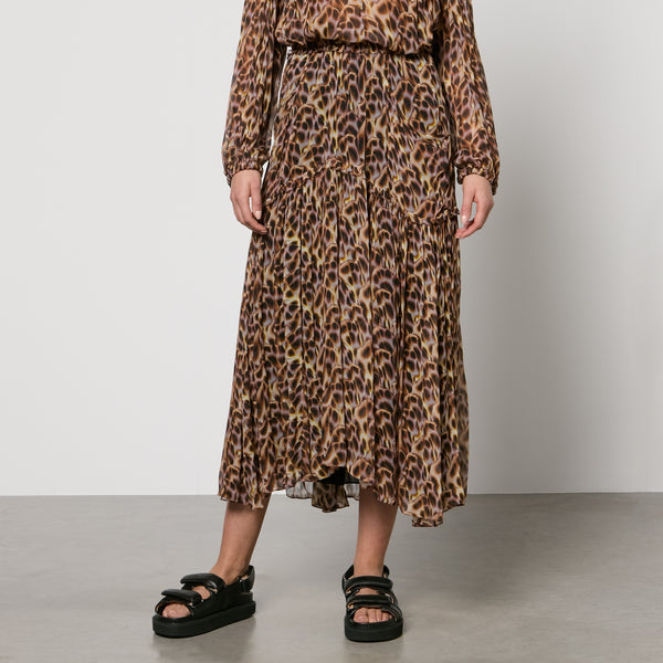 Marant Etoile Veronique Printed Chiffon Midi Skirt 