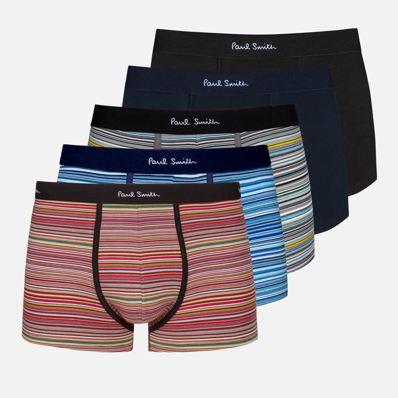 Paul Smith Loungewear FivePack Stripe StretchCotton Boxer Shorts