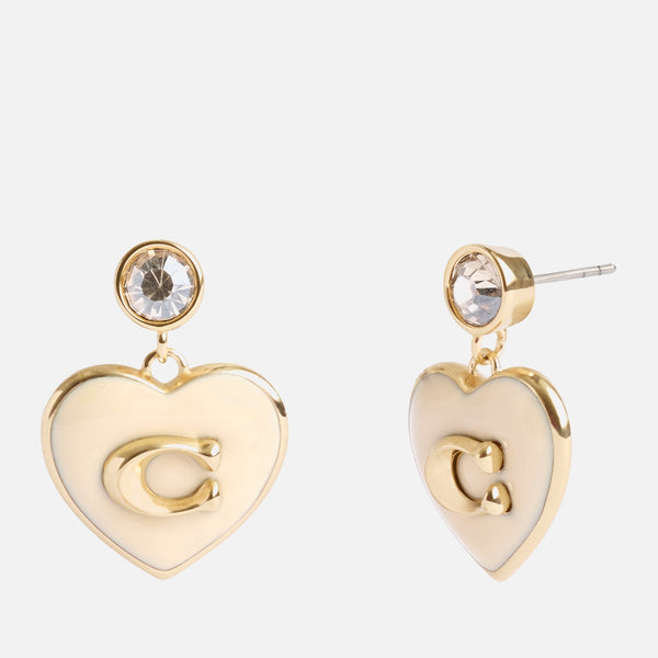 Coach Heart Boxed Gold-Tone Drop Earrings