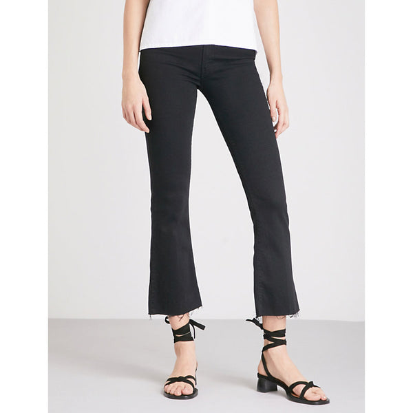  Mother Hustler Ankle Fray flared high-rise jeans