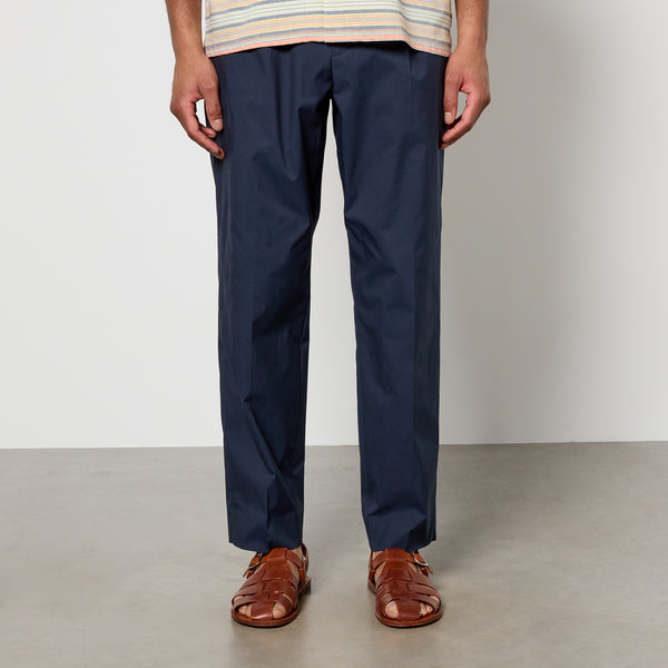 PS Paul Smith Pleated Elasticated Cotton-Blend Tapered Trousers 