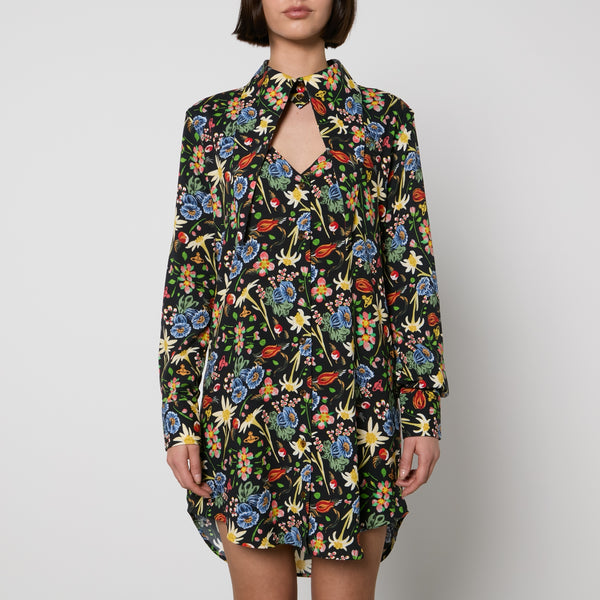 Vivienne Westwood Heart Floral-Print Cotton-Poplin Shirt Dress 