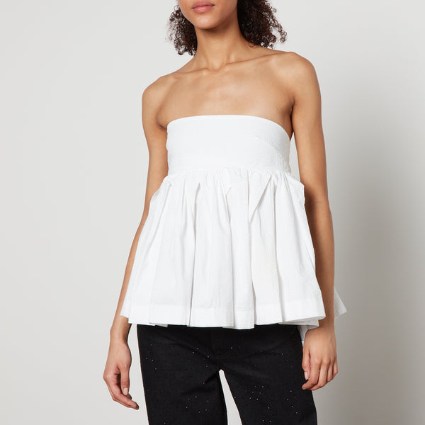 Marques Almeida Strapless Cotton-Seersucker Peplum Top