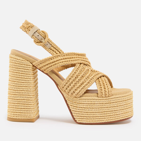 Castañer Women's Fulvia Faux Raffia Platform Heeled Sandals - 5