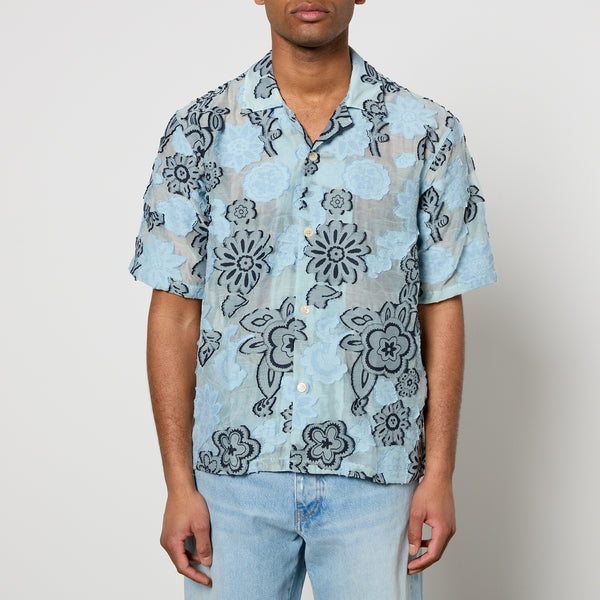 Sunflower Cayo Floral Appliqué Cotton-Gauze Shirt