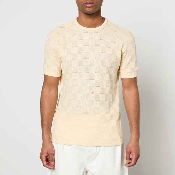 Sunflower Gym Checked Linen-Blend Jacquard T-Shirt