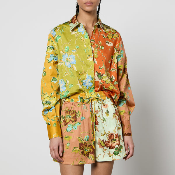 Alemais Hotel Lamu Spliced Floral-Print Organic Cotton Shirt 